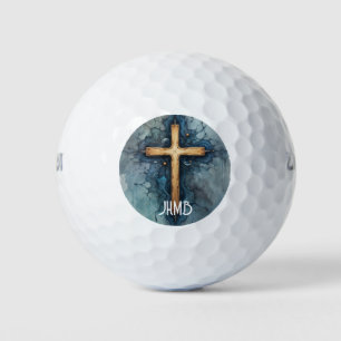 Christliches Kreuz Kruzifix mit Monogramm Golfball
