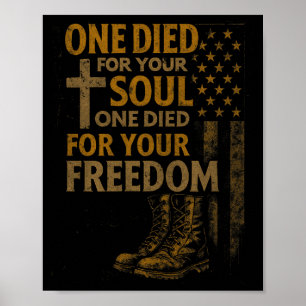 Christliches Kreuz Militärveteran Amerikanische Fl Poster