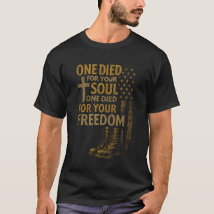 Christliches Kreuz Militärveteran Amerikanische Fl T-Shirt