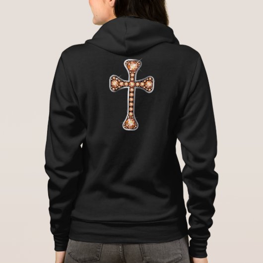 Christliches Kreuz mit "Bernstein-" oder "Topaz-" Hoodie (Rückseite)