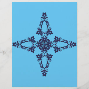 Christliches Kreuz mit blauem Ornament Flyer