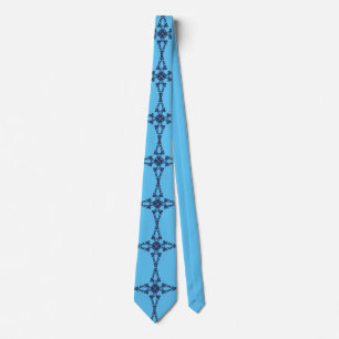 Christliches Kreuz mit blauem Ornament Krawatte