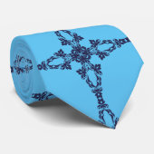 Christliches Kreuz mit blauem Ornament Krawatte (Gerollt)
