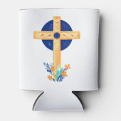 Christliches Kreuz mit Blume Dosenkühler (Vorderseite)