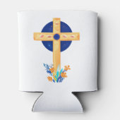 Christliches Kreuz mit Blume Dosenkühler (Rückseite)