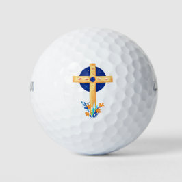 Christliches Kreuz mit Blume Golfball