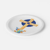 Christliches Kreuz mit Blume Pappteller (Schrägansicht)