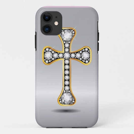 Christliches Kreuz mit "Diamant-" Steinen Case-Mate iPhone Hülle (Rückseite)