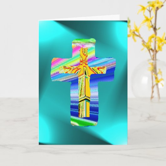 Christliches Kreuz mit Ewiger Heilsbotschaft Karte (Gelbe Blume)