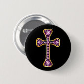 Christliches Kreuz mit "Garnet Stones" Button (Vorne & Hinten)