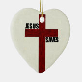 Christliches Kreuz mit Jesus rettet Keramikornament (Rechts)