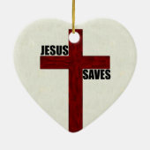 Christliches Kreuz mit Jesus rettet Keramikornament (Hinten)