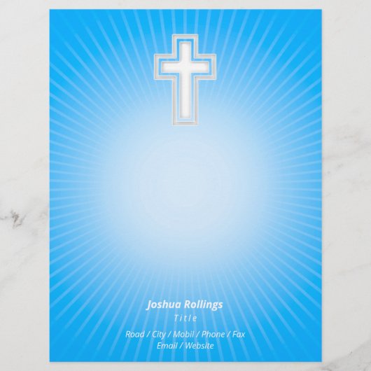 Christliches Kreuz mit leuchtend blauem Hintergrun Flyer (Vorne)