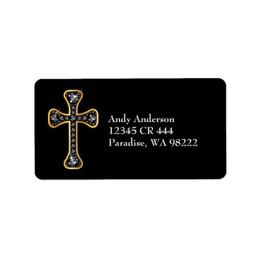 Christliches Kreuz mit "Onyx"-Steinen Adressaufkleber (Vorne)
