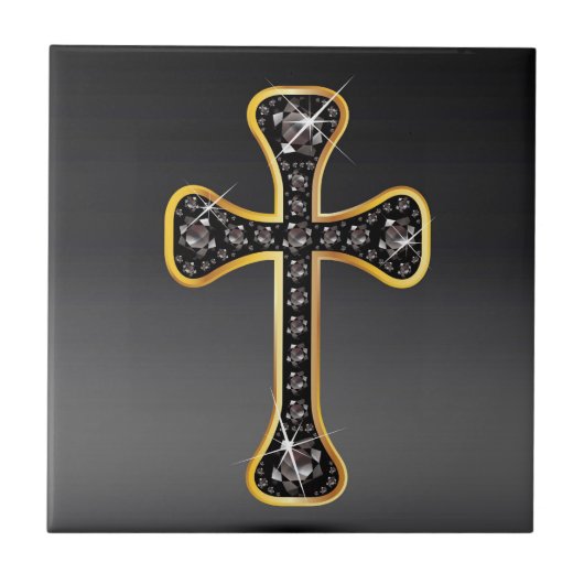 Christliches Kreuz mit "Onyx"-Steinen Fliese (Vorderseite)