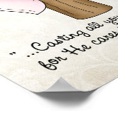 Christliches Kreuz mit rosa Streifen mit Schrift Poster (Ecke)