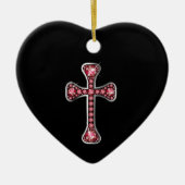 Christliches Kreuz mit "Ruby Stones" Keramik Ornament (Vorne)