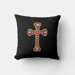 Christliches Kreuz mit "Ruby Stones" Kissen