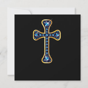 Christliches Kreuz mit "Sapphire"-Steinen