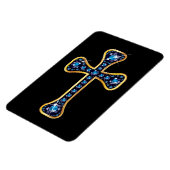 Christliches Kreuz mit "Sapphire"-Steinen Magnet (Linke Seite)