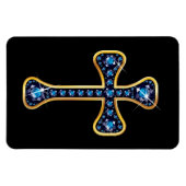 Christliches Kreuz mit "Sapphire"-Steinen Magnet (Horizontal)
