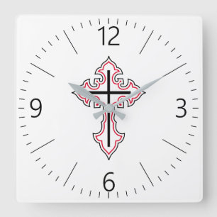 Christliches Kreuz Quadratische Wanduhr