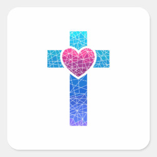 Christliches Kreuz Quadratischer Aufkleber
