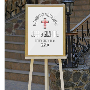Christliches Kreuz Relatives Hochzeitsdatum Acrylschild