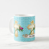 Christliches Kreuz Rose Kaffeetasse (Vorderseite Links)