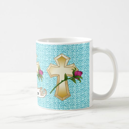 Christliches Kreuz Rose Kaffeetasse (Rechts)