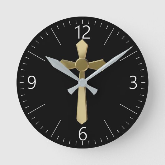 Christliches Kreuz Runde Wanduhr (Vorderseite)