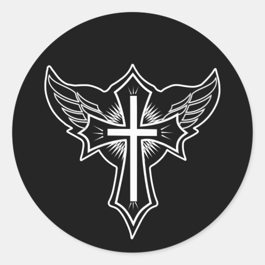 Christliches Kreuz Runder Aufkleber (Vorderseite)