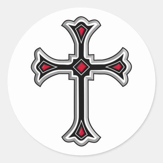Christliches Kreuz Runder Aufkleber (Vorderseite)
