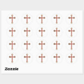 Christliches Kreuz Runder Aufkleber (Blatt)