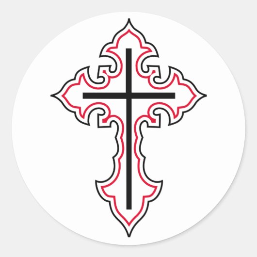 Christliches Kreuz Runder Aufkleber (Vorderseite)
