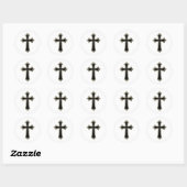Christliches Kreuz Runder Aufkleber (Blatt)