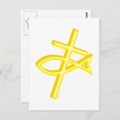 Christliches Kreuz und Fisch Postkarte (Vorne/Hinten)