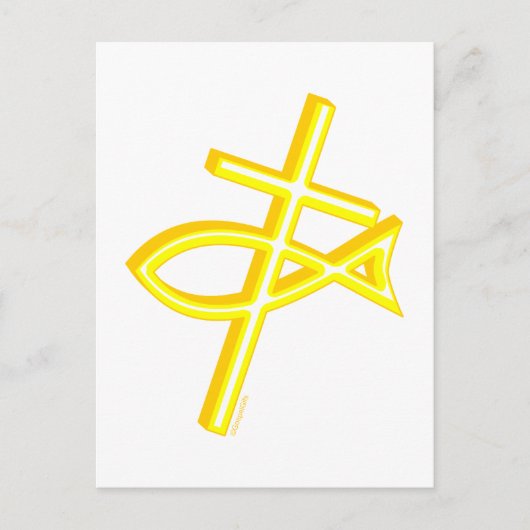 Christliches Kreuz und Fisch Postkarte (Vorderseite)