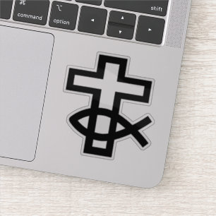 Christliches Kreuz- und Ichthus-Fischsymbol Aufkleber