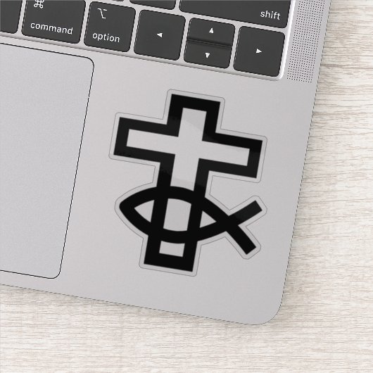 Christliches Kreuz- und Ichthus-Fischsymbol Aufkleber (Detail)