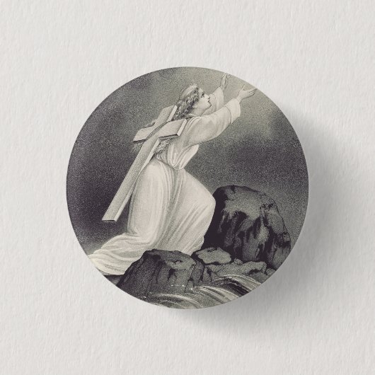 Christliches Kreuz- und Kronensymbol Button (Vorderseite)