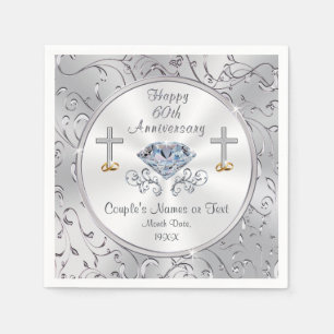 Christliches Kreuz und Ringe 60. Jubiläumsserviett Serviette