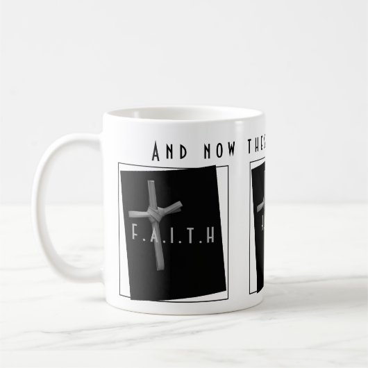 Christliches Kreuz und Schrift, Hoffnung und Liebe Kaffeetasse (Links)