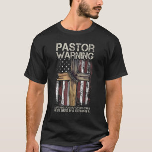 Christliches Kreuz USA Amerikanische Flagge Pastor T-Shirt