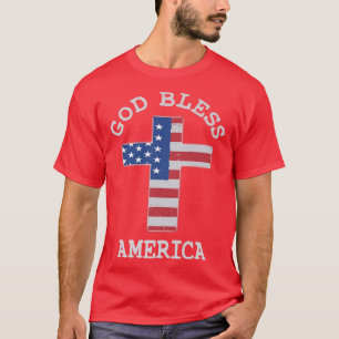 Christliches Kreuz USA Flaggengott segne america P T-Shirt