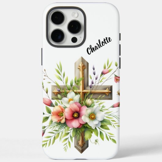 Christliches Kreuz von Floral Spring Halo hervorge Case-Mate iPhone Hülle (Rückseite)