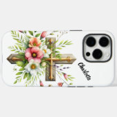 Christliches Kreuz von Floral Spring Halo hervorge Case-Mate iPhone Hülle (Rückseite (Horizontal))