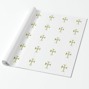 Christliches Kreuz zerstört- aussehendes Faux Gold Geschenkpapier