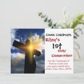 Christliches Kreuz zu Ostern Sonnenaufgang Einladung (Stehend Vorderseite)