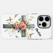 Christliches Kreuzgerüst, zartes Frühjahrsblüten Case-Mate iPhone Hülle (Rückseite (Horizontal))
